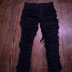 Distressed Stacked Jeans Black