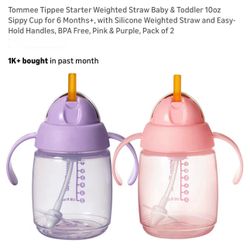 Tommee Tippee Toddler Sippy Cups 2-Pack Pink & Purple