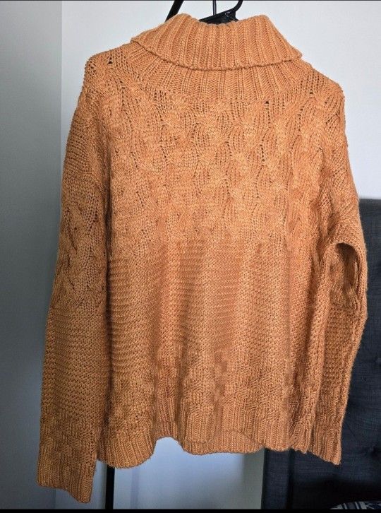 Lulus Camel Knit Turtle Neck Sweater