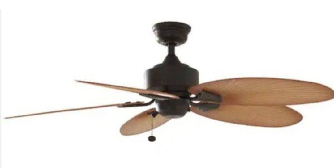 Hampton Bay Lillycrest 52 in. Indoor/Outdoor Aged Bronze Ceiling Fan with Downrod and Reversible Motor; Light Kit Adaptable.