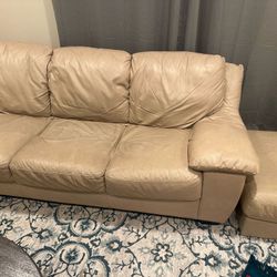 Itallian Leather Cream Sofa Set Pet Free Smoke Free Home