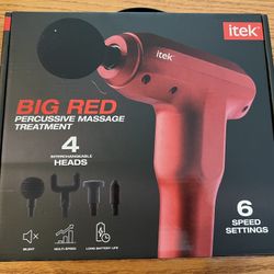 Massager Muscle Treatment 6 Speed 4 Heads Big Red Itek Percussive