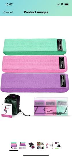 Resistance Bands, Exercise Bands for Legs and Butt, Non Slip Hip Workout Bands, Thick Fabric Booty Bands Set with 3 Resistance Loops, Stretch Fitness 