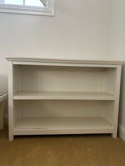 White Wood Pottery Barn Bookshelf with Two Shelves