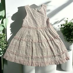 Pink Tiered Ruffled Sundress Scoop Neck Size 6