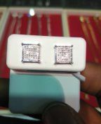 Silver real diamond earrings