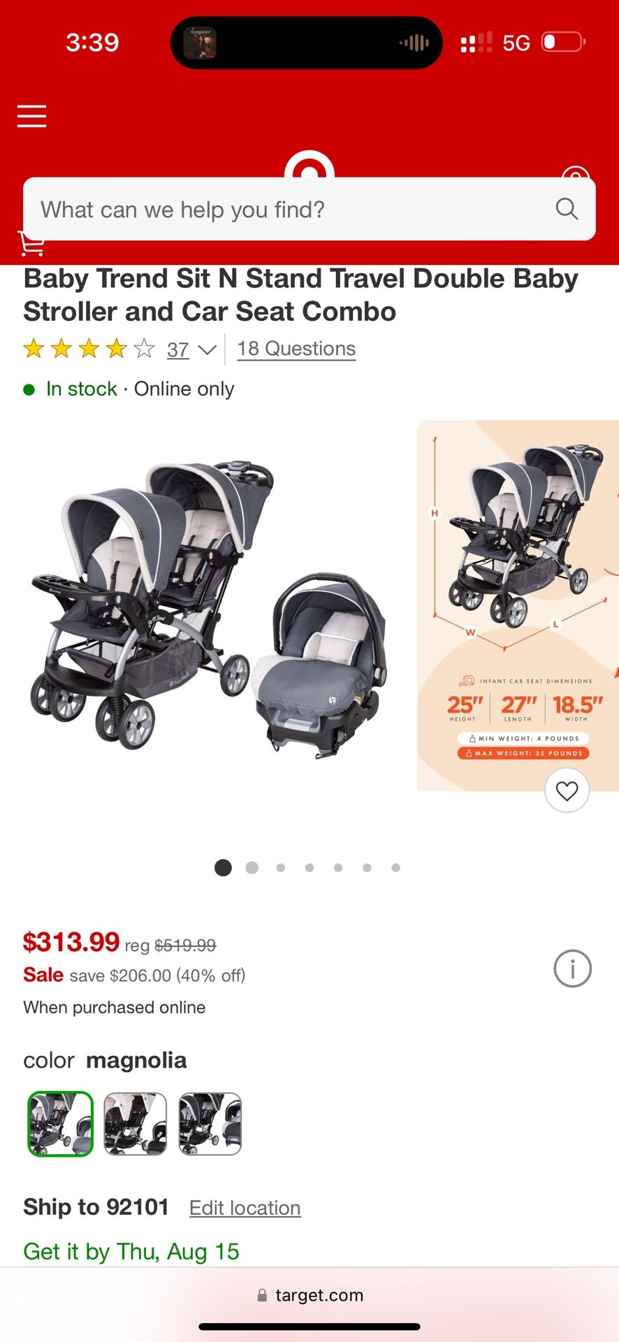 Double Stroller With infant Seat