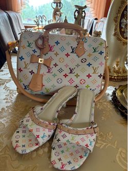 Louis Vuitton x Takashi Murakami Speedy bag with matching heels