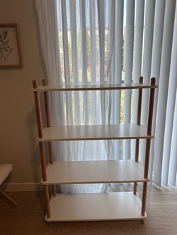 4 Shelf White/Oak Bookshelf