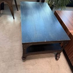 Industrial Coffee Table with Casters