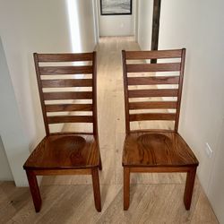 Solid Oak Wood Chairs (2)