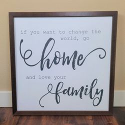 Home and Family Framed Wall Art 25"