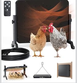 Smart Chicken Coop Heater with Thermostat, 200W Radiant Heat Panel with Adjustable Temp (86~194℉) & 12H Timer, Coop Heater for Winter, Remote Control,