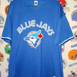 Vintage 1995 Toronto Blue Jays MLB Baseball Russell Athletics V Neck Jersey Shirt