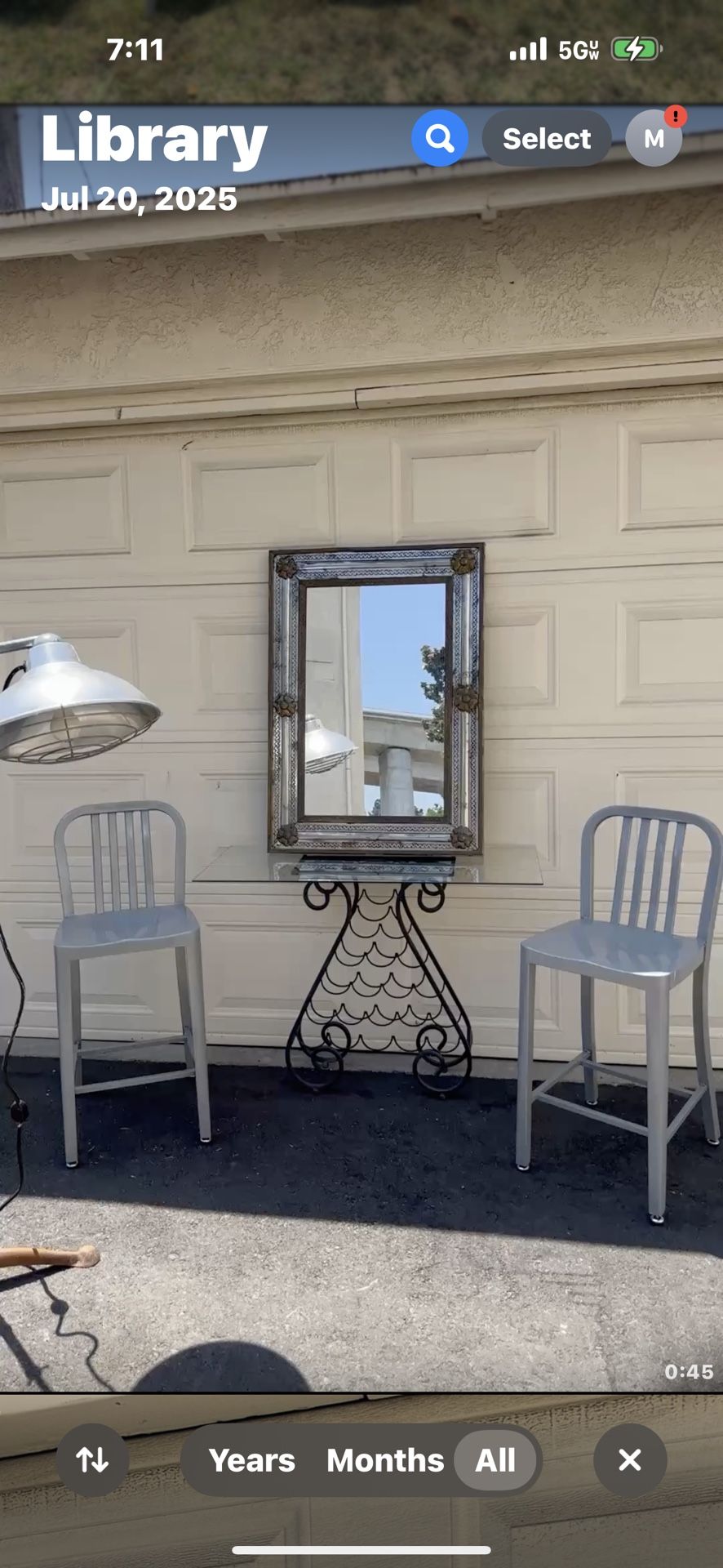 Vintage Mexican Tin Mirror And Wine Bar Console Table