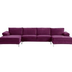 Purple Velvet Sectional Sofa