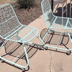 2 Metal Rolling Chairs 
