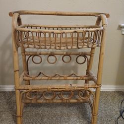 Vintage Bamboo/rattan Wine Rack/Cart