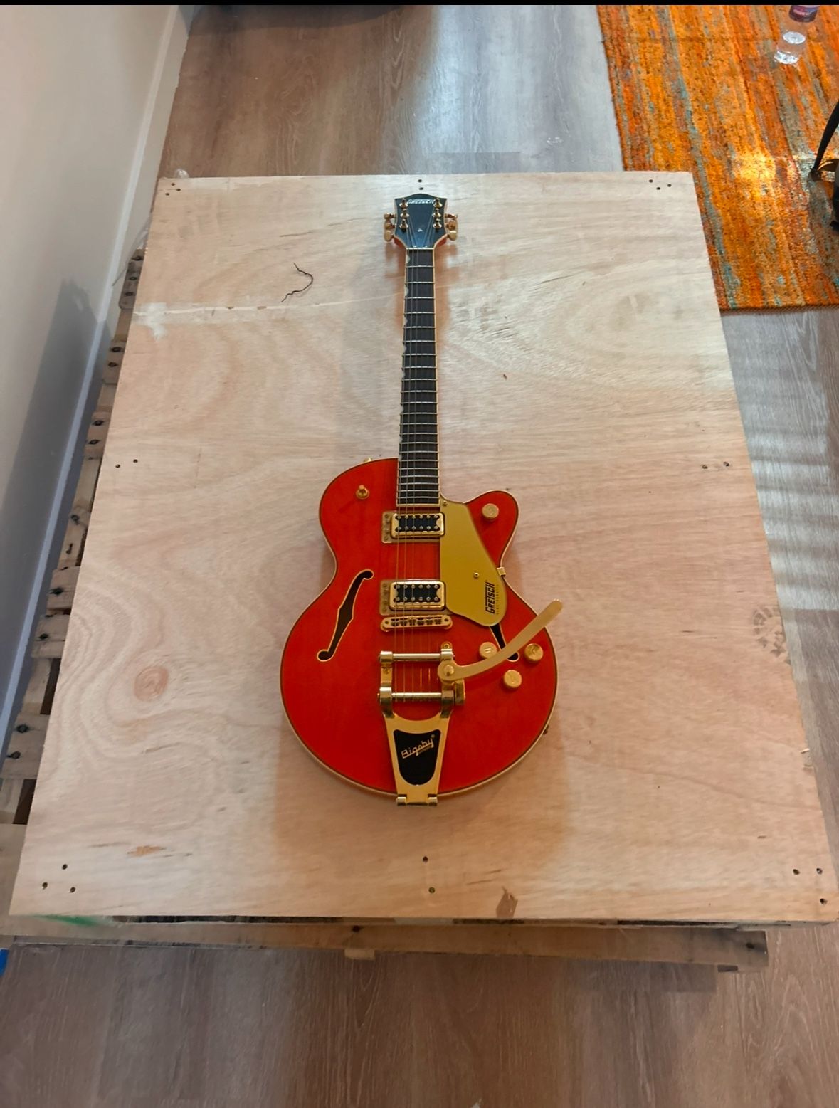 Orange Gretsch Electromatic Semi Hallow Guitar