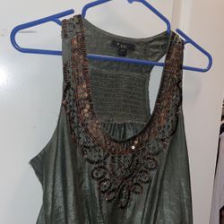 Forever 21 Shirt Size Small Green Gold Brown Bronze