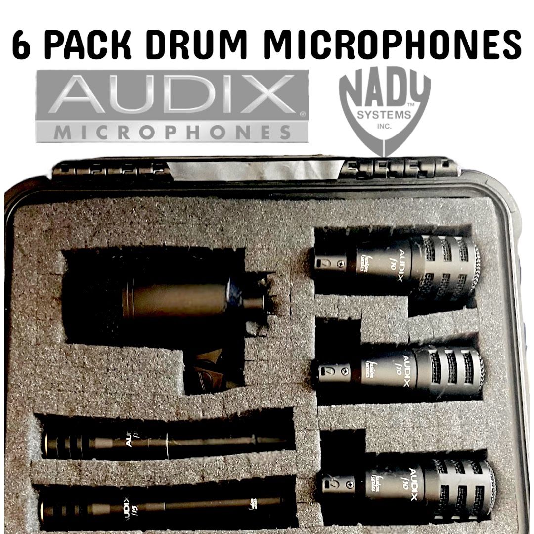 6 Mics Total - Audix FUSION SERIES 5 PIECE F10 F15 DRUM MICS Percussion Microphone Pack & 1 Nady DM-90 with Apache 2800 Hard Case