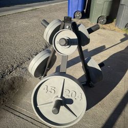 Olympic Weight Set w/ Rack , Squat Rack , Olympic Bar 