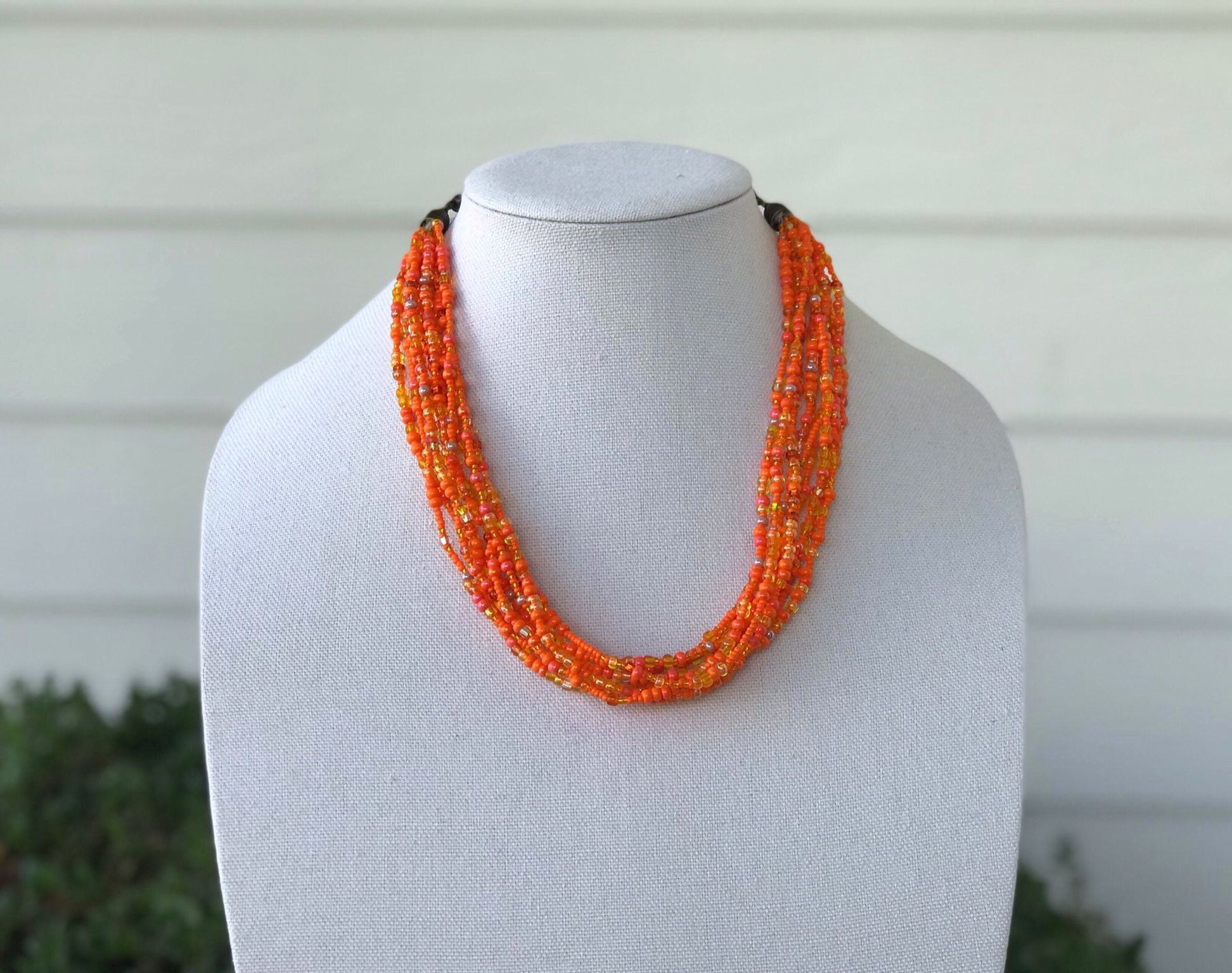 Beaded Necklace/Yellow Necklace/Orange Necklace/ Bohemian Necklace/Layered Necklace/Multi-Strand Necklace/Adjustable Necklace