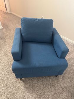 Comfy Denim Blue Accent Armchair / Living Room Club Chair