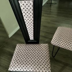 Beautiful Pink & Black LV Vanity/accent Chair And Bench 