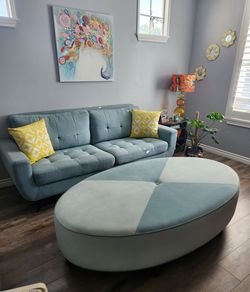 Mid Century Modern Sofa & Ottoman Set. $90/$195 or $265 for Both