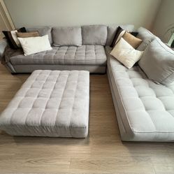 Gray Sectional Sofa with Ottoman – Great Condition – Pickup Only