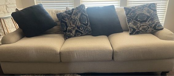 Cream-Colored, Two-Seat Loveseat