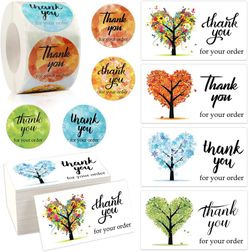 620 Pieces Thank You Cards Set, 120PCS Thank You for Supporting My Business Cards 500PCS 1.5” Thank You for Your Order Sticker Roll for Business Owner