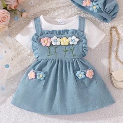 Brand New 3 Pcs Girls Outfit Set with Hat