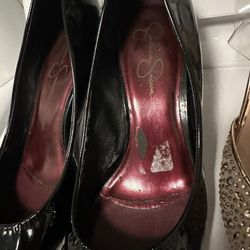 Women’s Black Faux Patent Leather Heels Size 10 