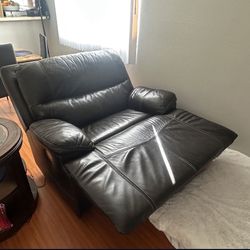 Dark Brown Leather Reclining Couch