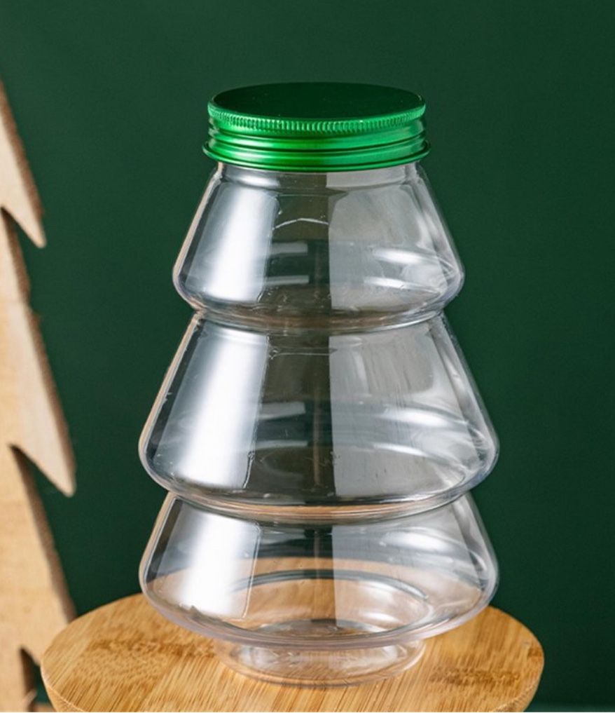 8pcs Christmas Tree Beverage Bottles Sealing Caps for Tea and Juice Plastic Drink Holders for School and Outdoor Use