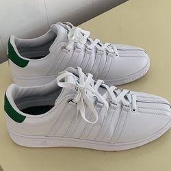 New Mens Size 10 VN Low Leather Tennis Shoe White/Green