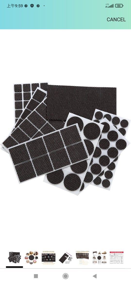 Non Slip Furniture Pads - Furnigear Premium 129 Pack Furniture Grippers Adhesive Furniture Felt Pads, Silicone Points Surface Keep in Place Furniture