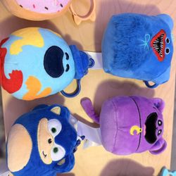 Squishmallows Plush Clips Keychain Lot - Sonic, Batman, Huggy Wuggy & More!