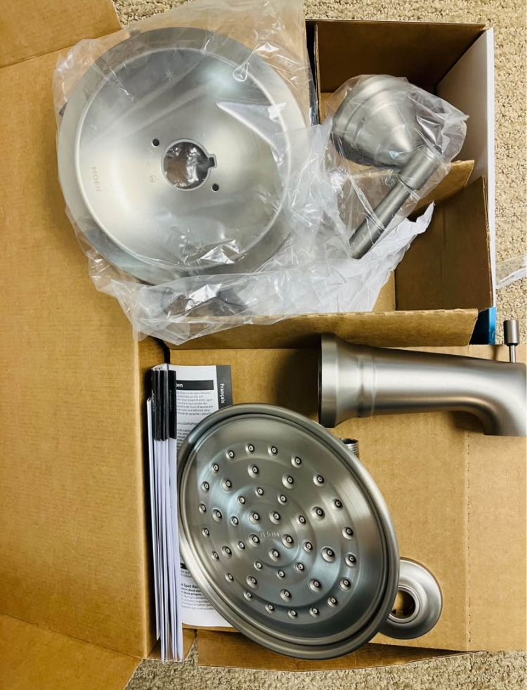 Mornings Brushed Nickel Shower and Bath Fixtures