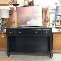Black Console Table With Single Drawer For Sale 