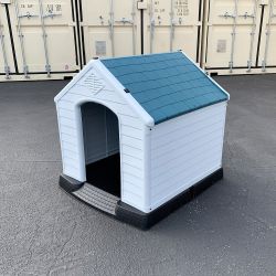 New in box $70 Medium Size Dog House Waterproof Plastic Indoor Outdoor Shelter Cage Kennel 30x30x32 inches