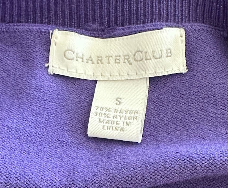 Charter Club Women's Purple Button Down Cardigan Sweater Sz S