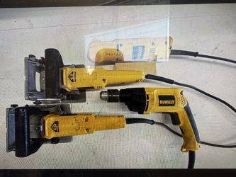1-Dewalt Drills 2- Dewalt Bisquit Jointers 1-90 Degree grinder
