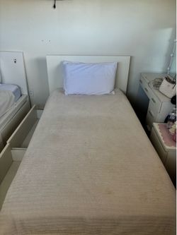 2 Twin Bed Frame with White Headboard 50 each bed