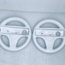 lot of 2 Nintendo Wii 7" Racing Wheels for Wii Remote Controllers, White, RVL-024