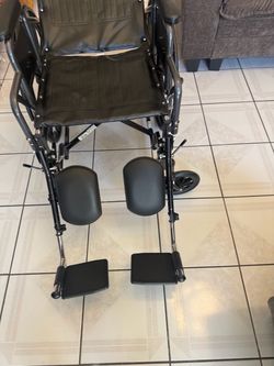 Black Folding Wheelchair with Leg Rests