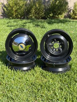 1(contact info removed) Chevy / Chevrolet Passenger Car GM Steel Wheels / Rim 15x5 Moon Clips Set of 4