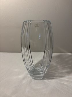 Large 10" Mikasa Crystal Vase-Parallels pattern